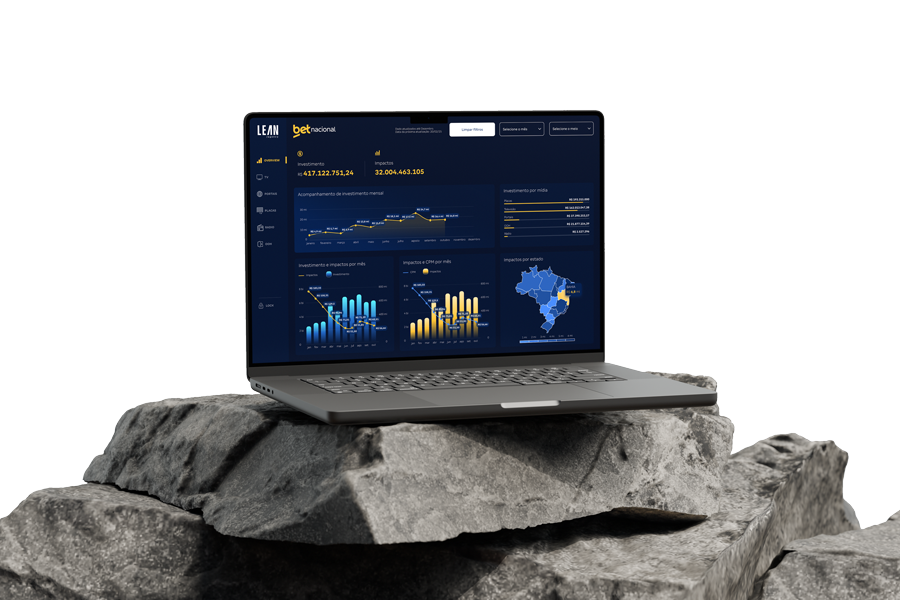 Betnacional media performance dashboard on a laptop