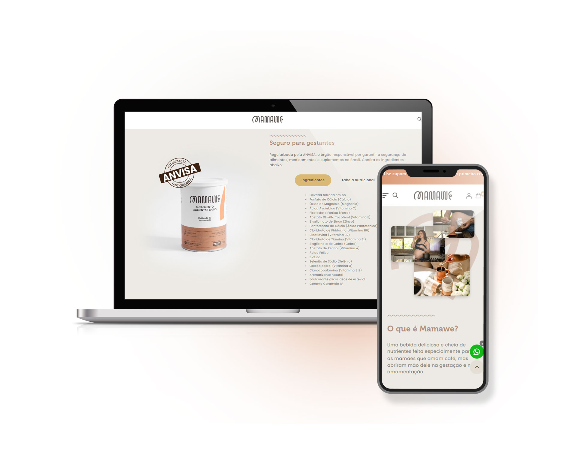 Mamawe e-commerce displayed on a laptop and phone